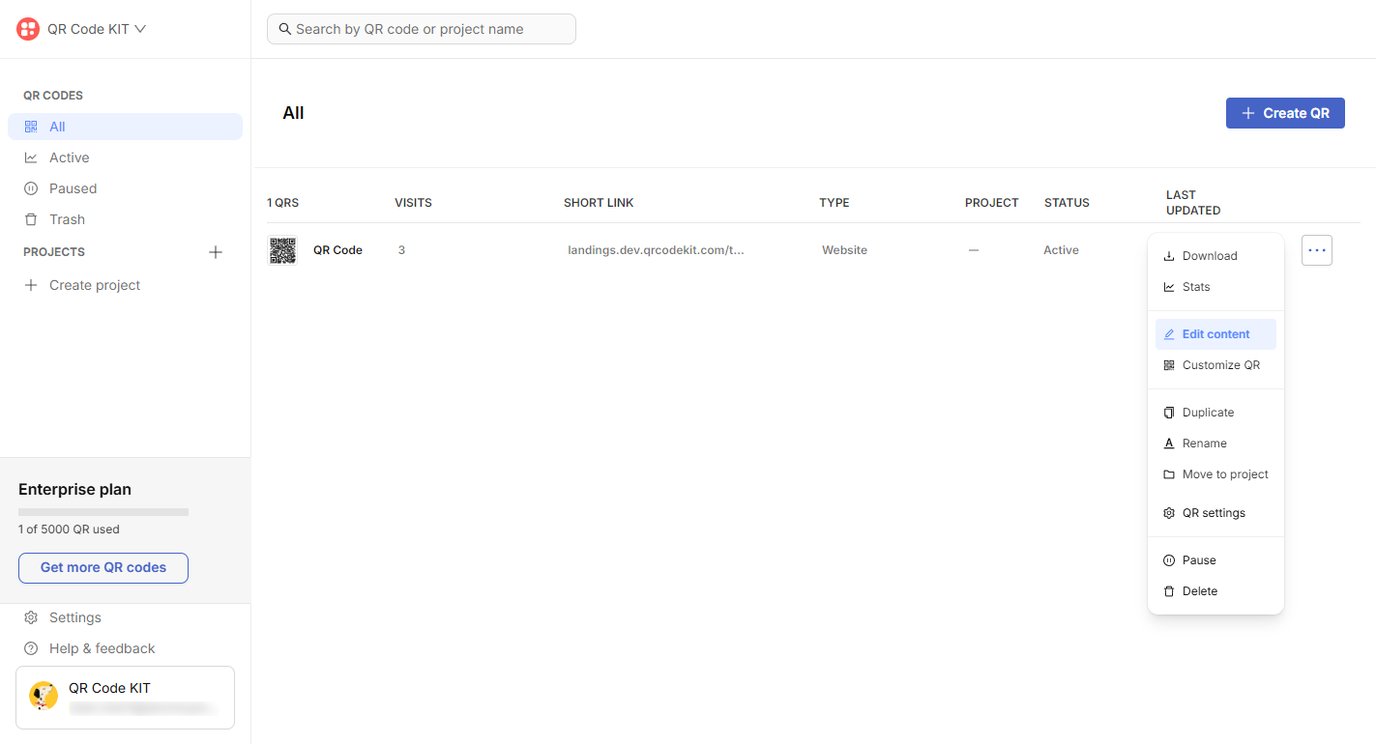 NEW - How to edit the content of a QR code