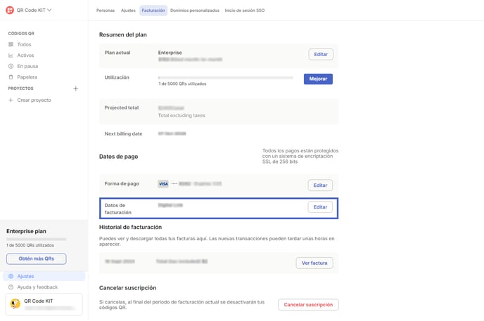 ES Billing - Change billing details N