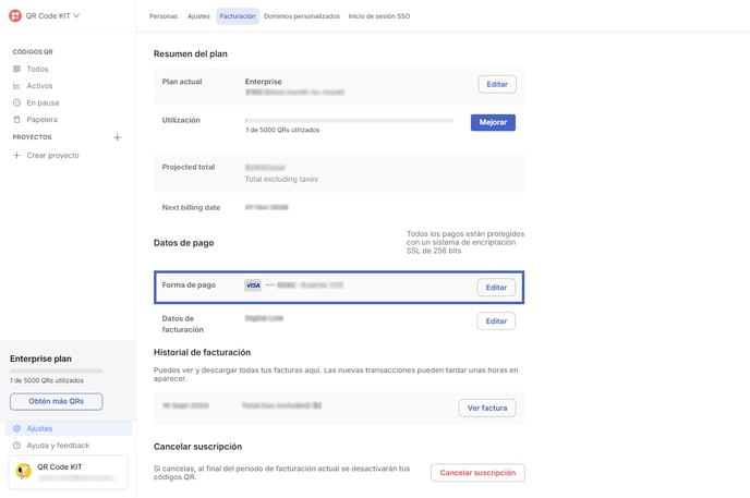 ES Billing - Change payment method N