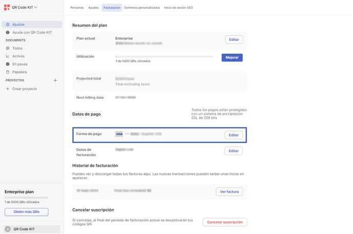 ES Billing - Change payment method